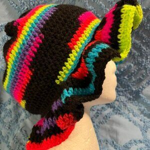 Adult Bucket Hat - New Handmade Neon and Black Toned - 8" Cap - 22"-27" Circumfe
